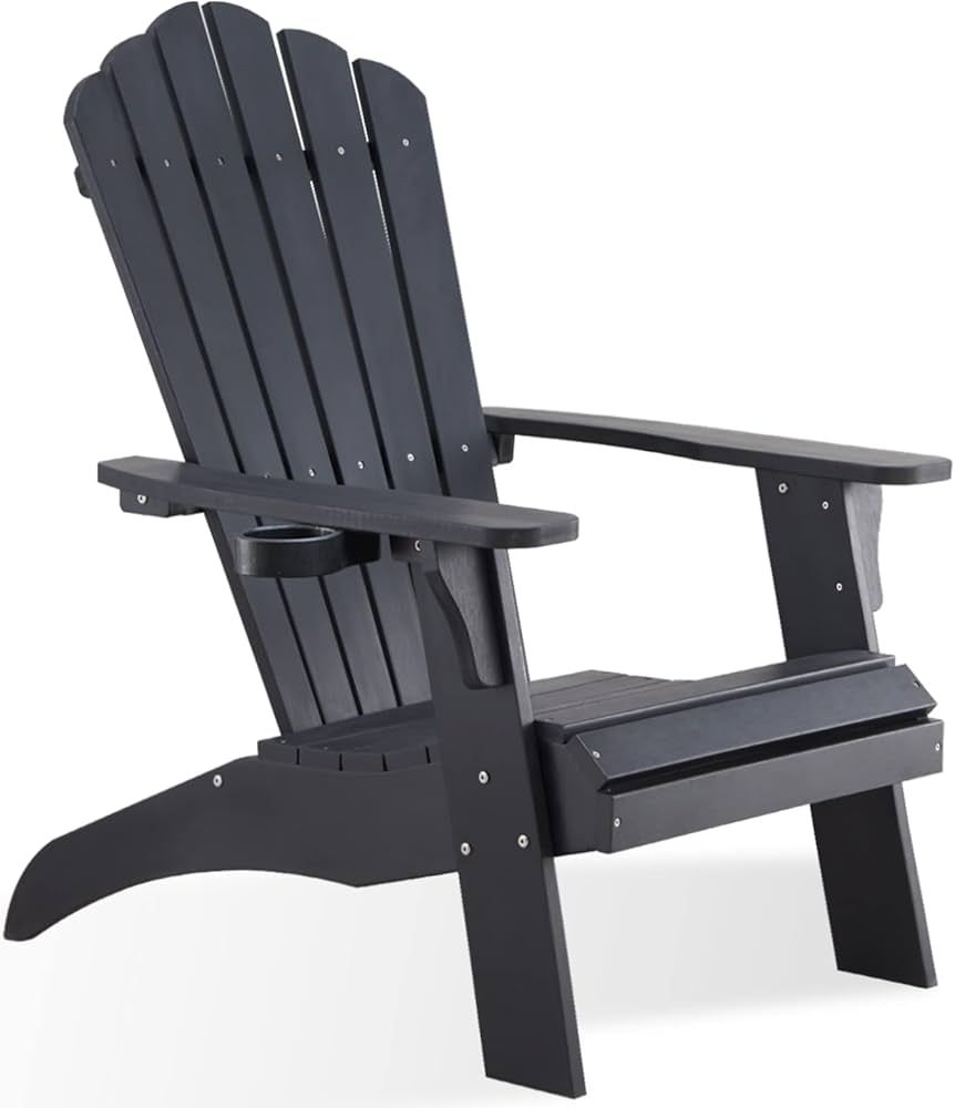Psilvam Adirondack Chair, Oversized Poly Lumber Fire Pit Chair with Cup Holder, 350Lbs Support Pa... | Amazon (US)