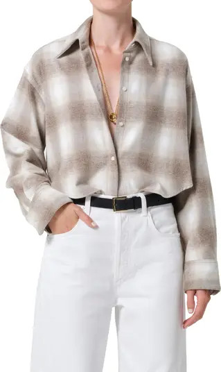 Ana Buffalo Plaid Crop Cotton Button-Up Shirt | Nordstrom