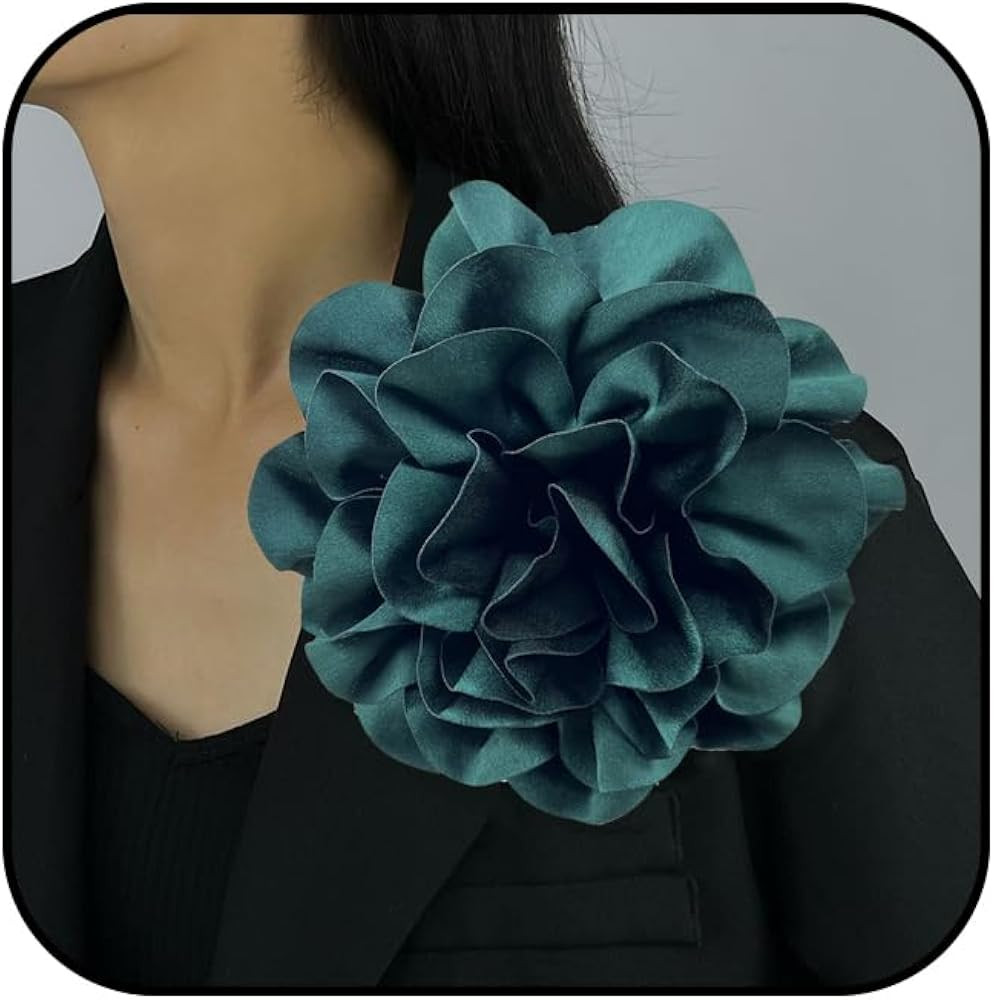Dainty Satin Fabric Rose Flower Brooches 7.5in Extra Large Big Camellia Flower Brooches Lapel Pin... | Amazon (US)