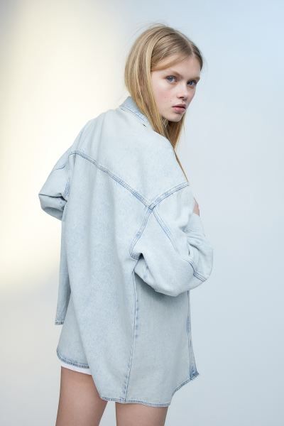 Oversized Denim Shirt - Pale denim blue - Ladies | H&M US | H&M (US + CA)