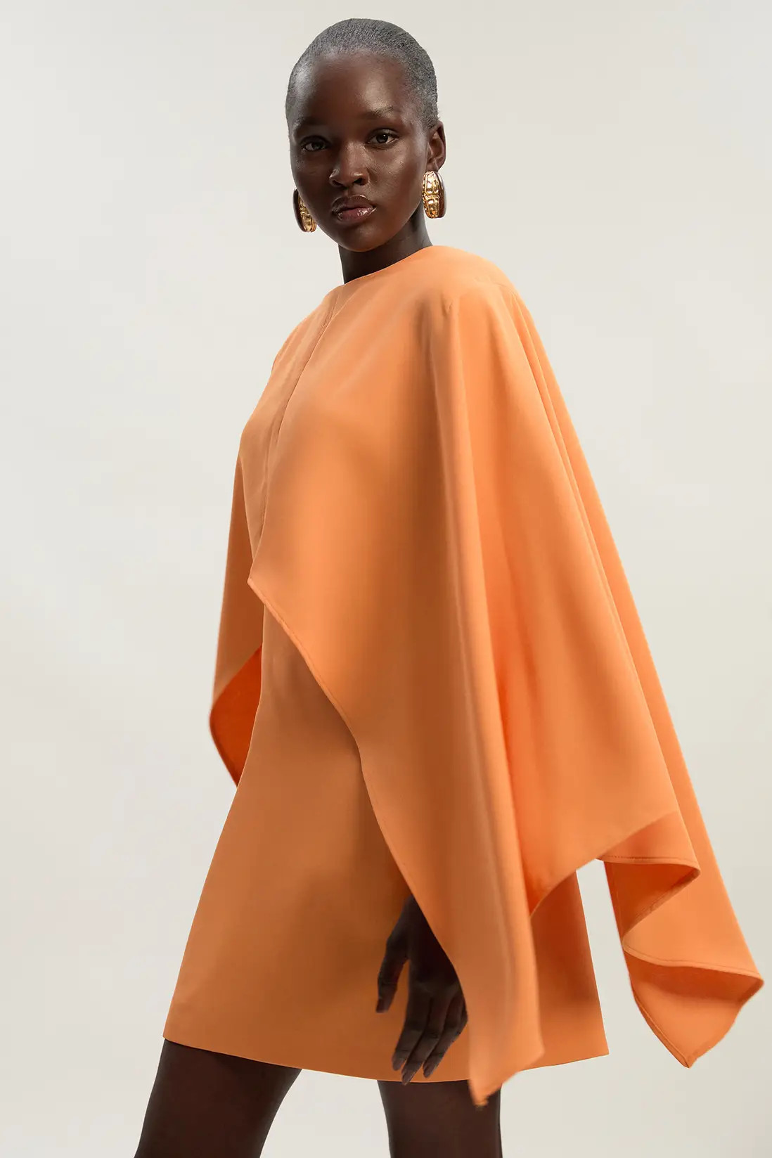 Dresses | Soft Tailored Cape Detail Mini Dress | KarenMillen | Karen Millen US