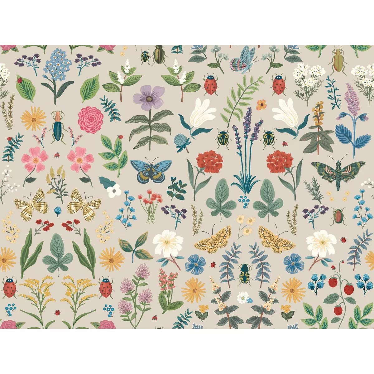 Rifle Paper Co. Curio Linen Peel and Stick Wallpaper: Self-Adhesive, Animal Icon Pattern, Multico... | Target