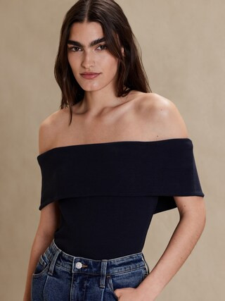 Off-Shoulder Ribbed Top | Banana Republic Factory