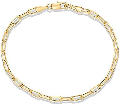 PAVOI 14K Gold Plated Paperclip/Curb/Figaro Chain Adjustable Bracelet for Women | Amazon (US)