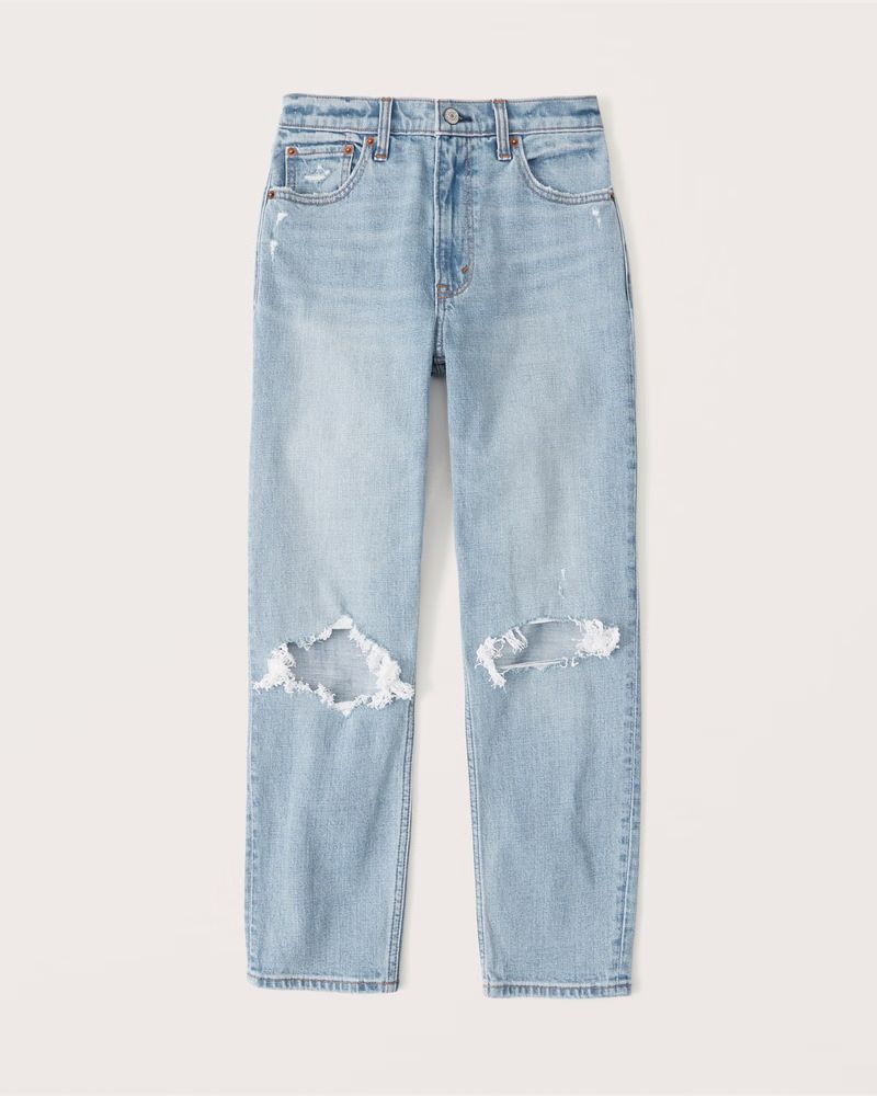 Abercrombie & Fitch Women's High Rise Mom Jeans in Light Ripped Wash - Size 30S | Abercrombie & Fitch (US)
