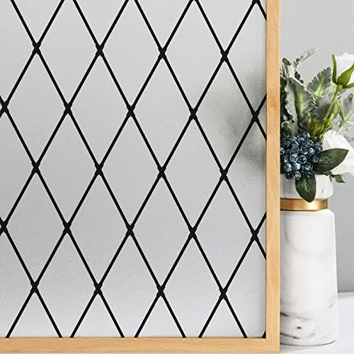 VELIMAX Frosted Black Lattice Window Film Static Cling Window Privacy Films Decorative Glass Viny... | Amazon (US)