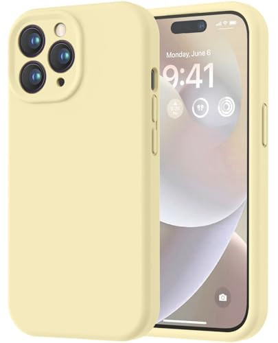 LOVE 3000 Designed for iPhone 14 Pro Case, Premium Silicone with [Soft Anti-Scratch Microfiber Lining] Shockproof Protective Phone Case for Men Women Girls 6.1", Creamy Yellow | Amazon (US)