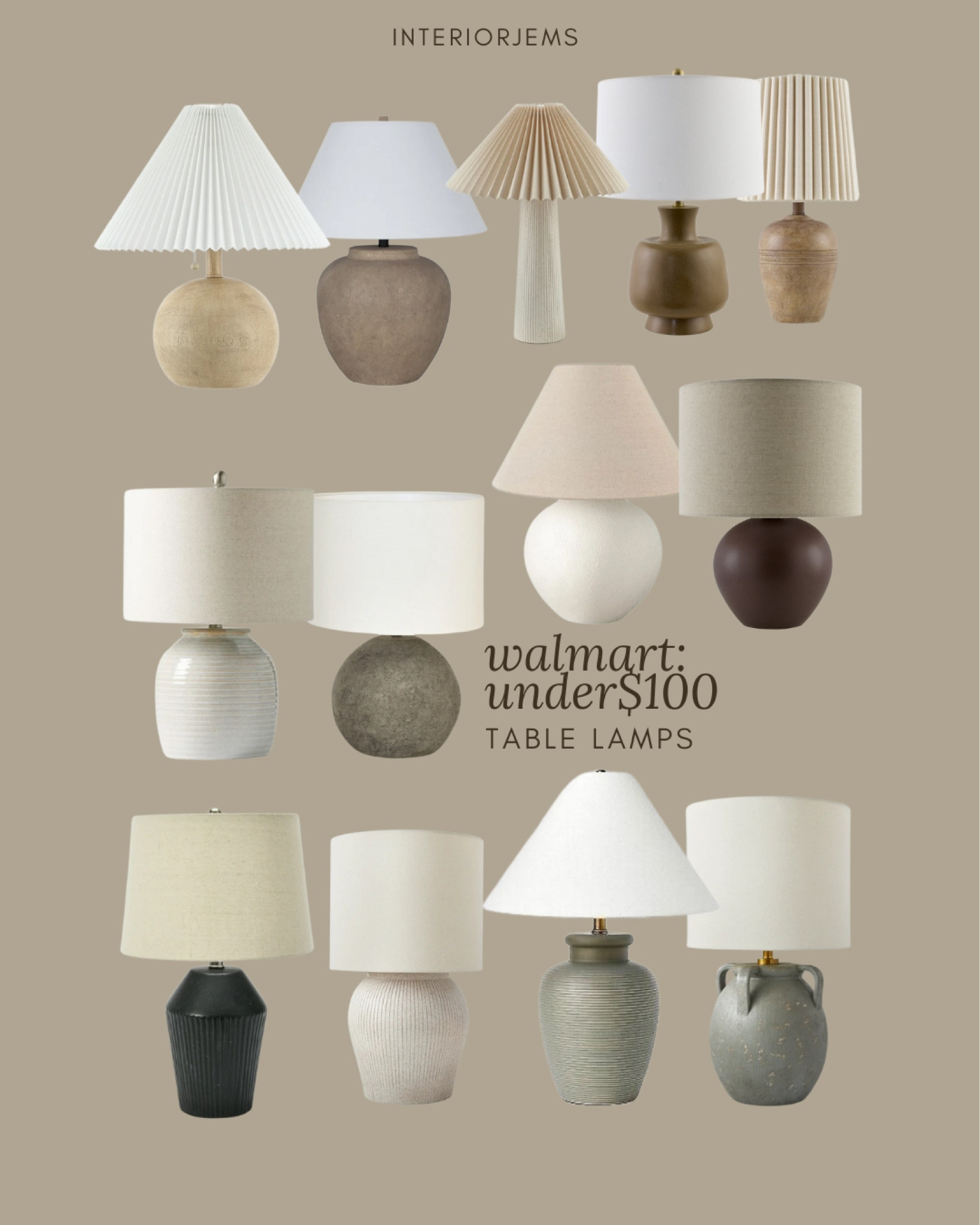 Almost all of these are under $100. There might be a few that are slightly over, affordable table, lamps, bedroom, lighting, living room, lighting, kids, bedroom, light, dining room, lighting, table, lamps from Walmart, brown lamp, gray lamp, jug, style lamp, vintage style

#LTKHome #LTKStyleTip #LTKSaleAlert