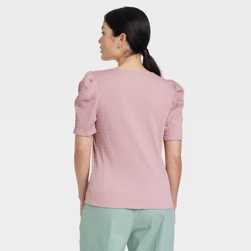 Women's Puff Short Sleeve V-Neck Top - A New Day™ | Target