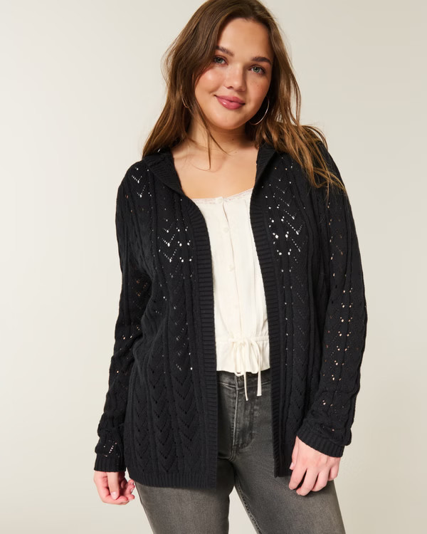 Stitchy Hooded No-Close Cardigan | Hollister (US)