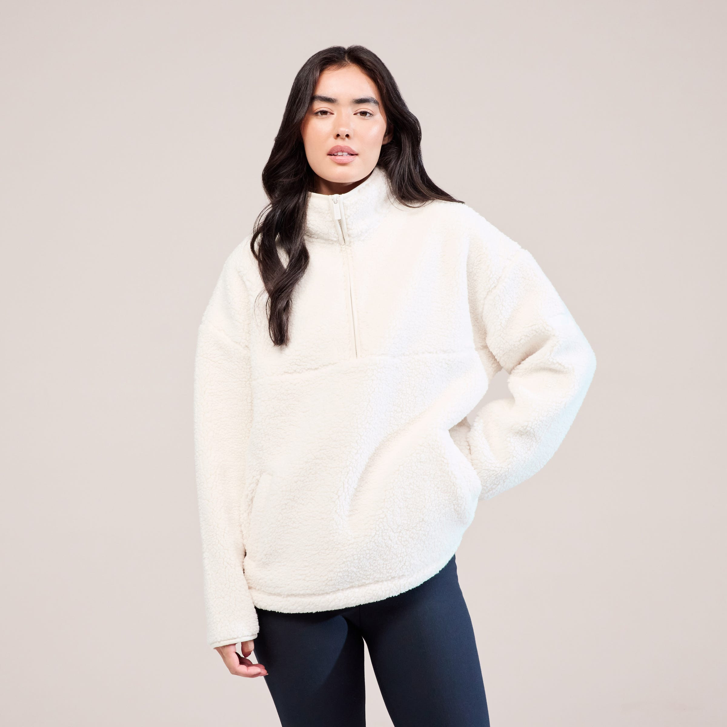 Borg 1/4 Zip Fleece | Snow White | LOVALL