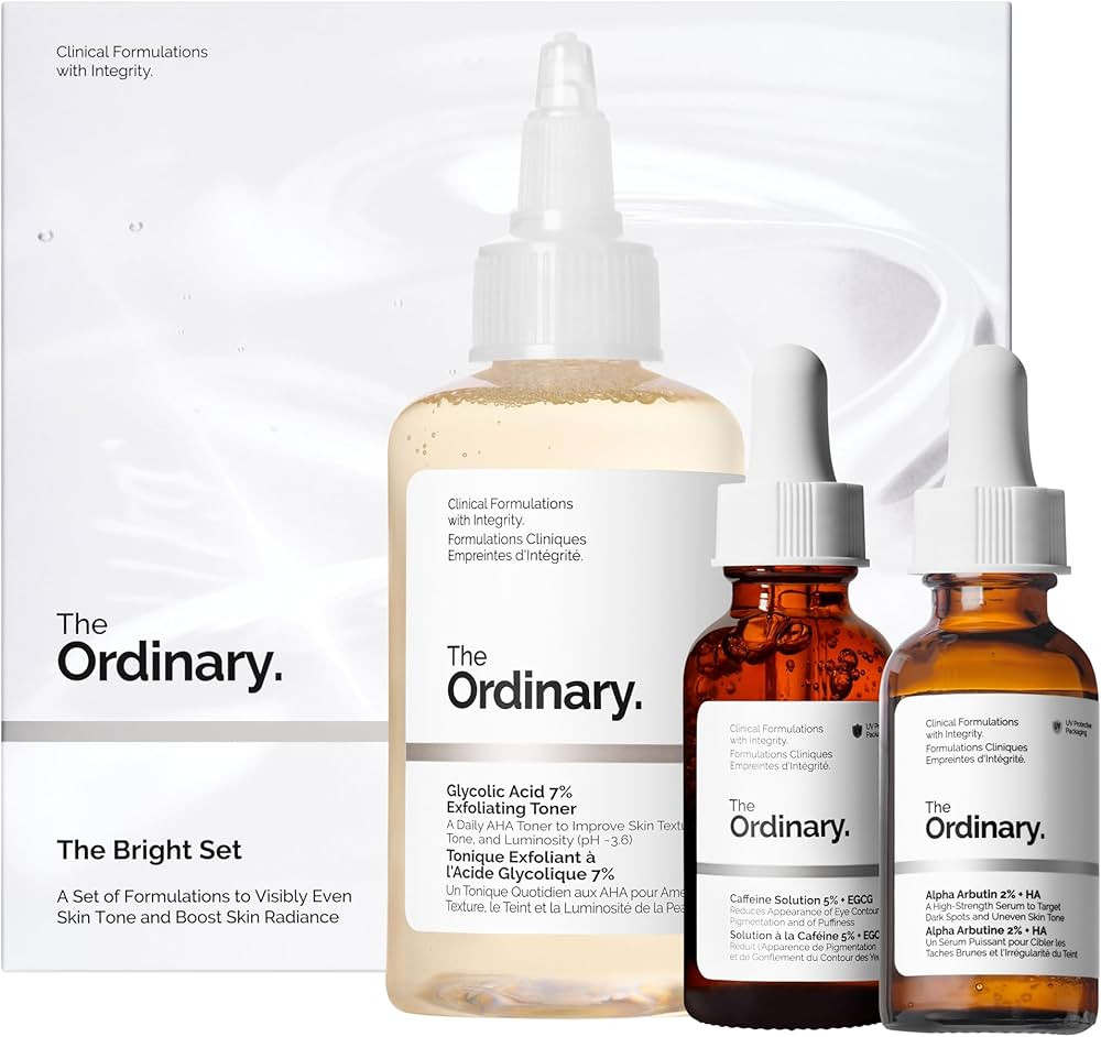 The Ordinary The Bright Set, 3-Step Regimen for Radiant, Even Skin Tone with Glycolic Acid 7% Exf... | Amazon (US)
