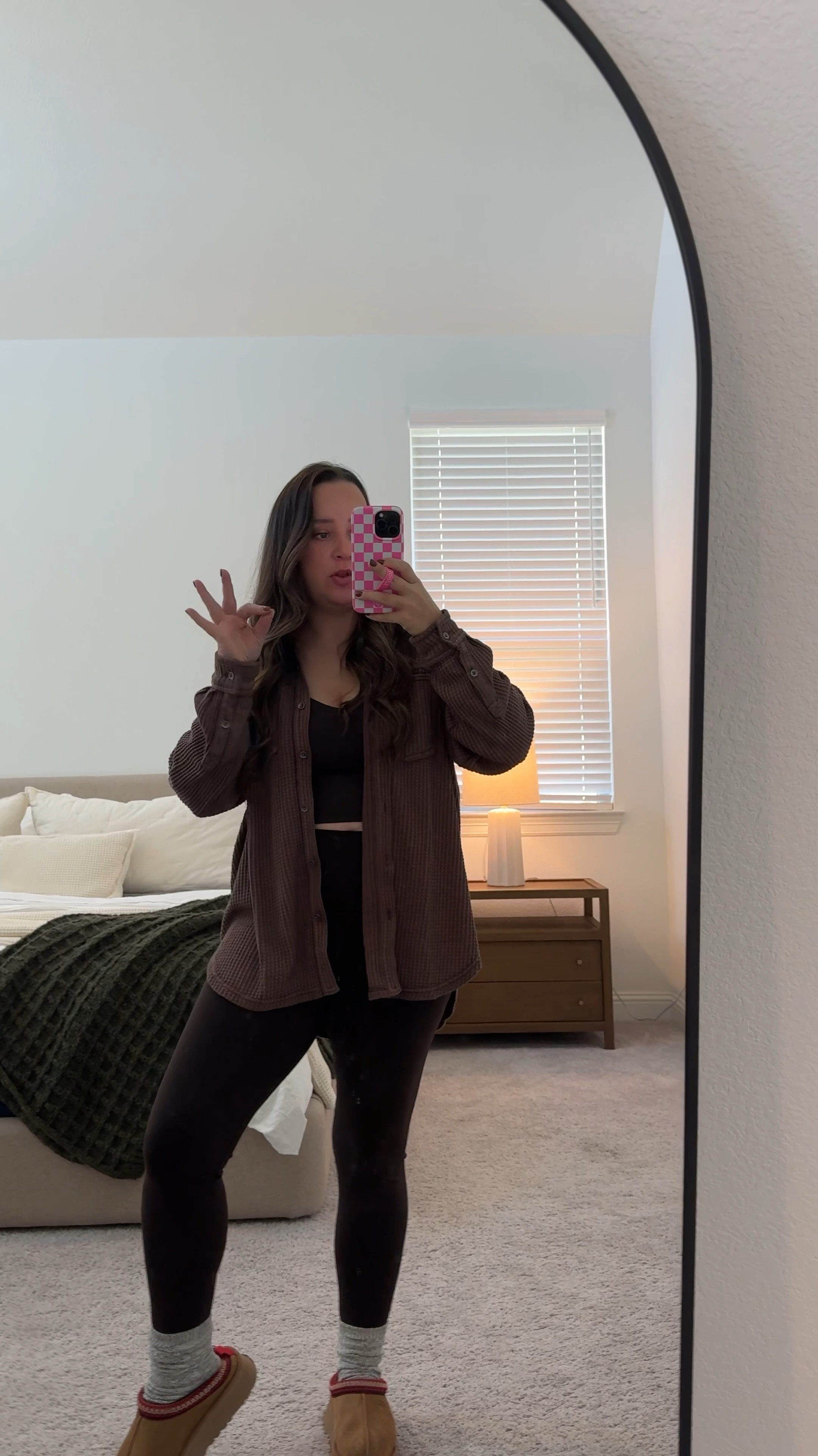 the cutest aerie fall outfit on sale for the LTK fall sale 🍂🤍 this one is nursing friendly and would be great postpartum. I’m in a large in the bralette (sized up one) a medium in leggings and a small in the waffle top 

#LTKFallSale #LTKVideo #LTKMidsize