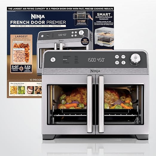 Ninja French Door Premier Air Fry Oven, 10-in-1, 20.3 Qt, Stainless, FO101 | 450F cyclonic air, P... | Amazon (US)