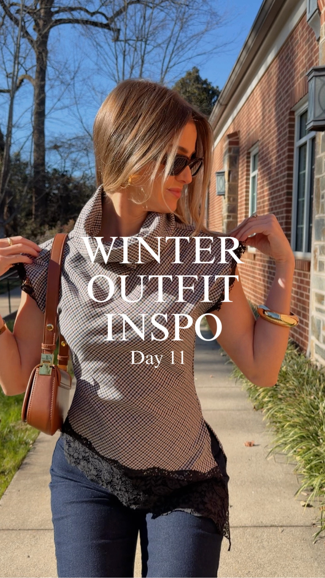 An outfit you can immediately cop that will make you look chic and cool af - see the juicy details: 

🌟Houndstooth lace top and leather bomber jacket: @ZARA  (top: 2128/155/080 | jacket: 3046/433/776)
🌟Flared high jeans from H&M (linked)
🌟Joy shoulder bag, brown from JW PEI (linked) 
🌟Maxi frame sunglasses from Mango 

Day 11 of giving you fun, flattering, feminine winter outfit inspiration. Follow for more 💋
#mockneck#cowlnecktop#leatherbomberjacket#zara#outfitideas  


#LTKootd