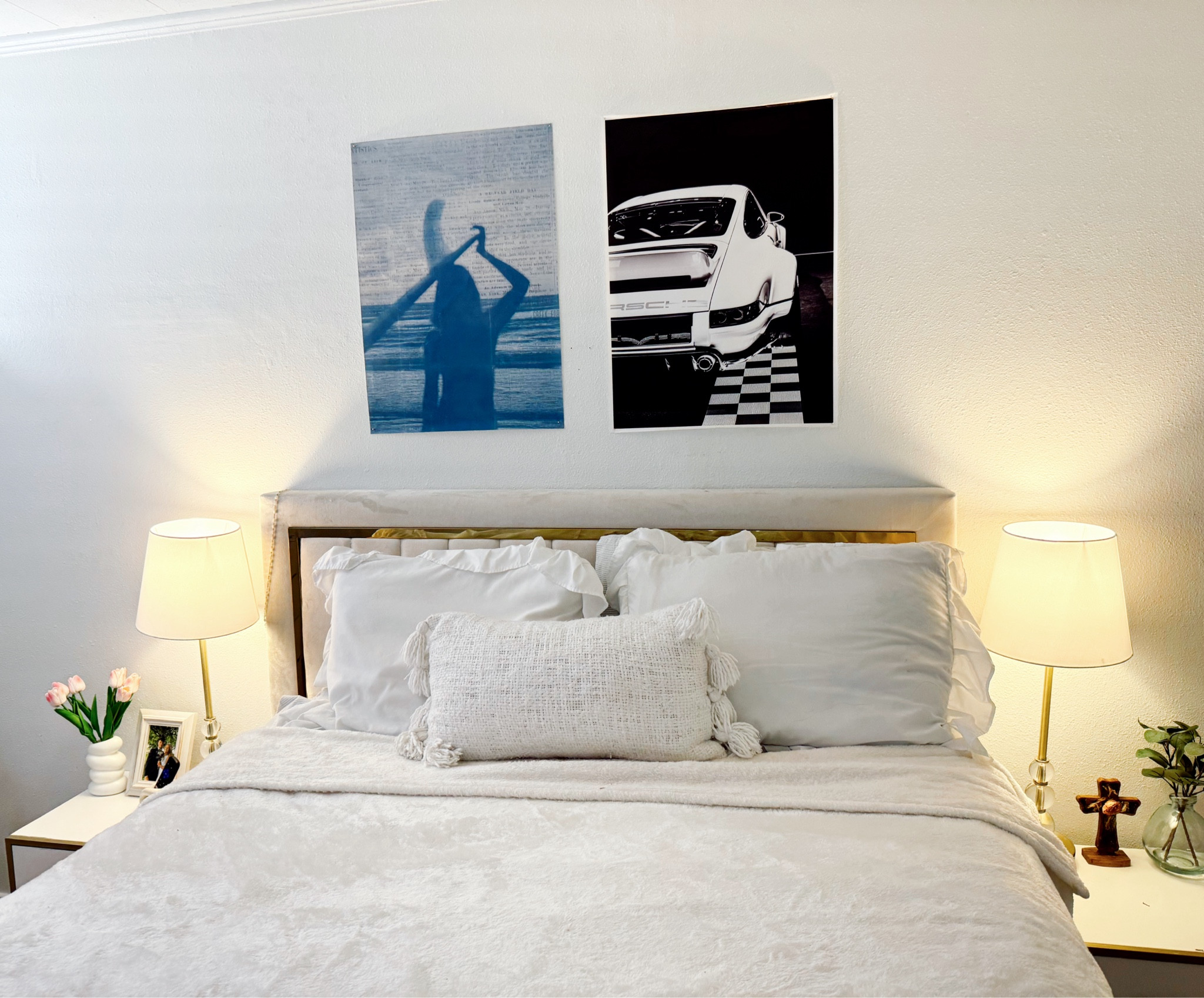 bed frame, comforter, lamps, posters, nightstands 🫶🏼🛏️

#LTKHome