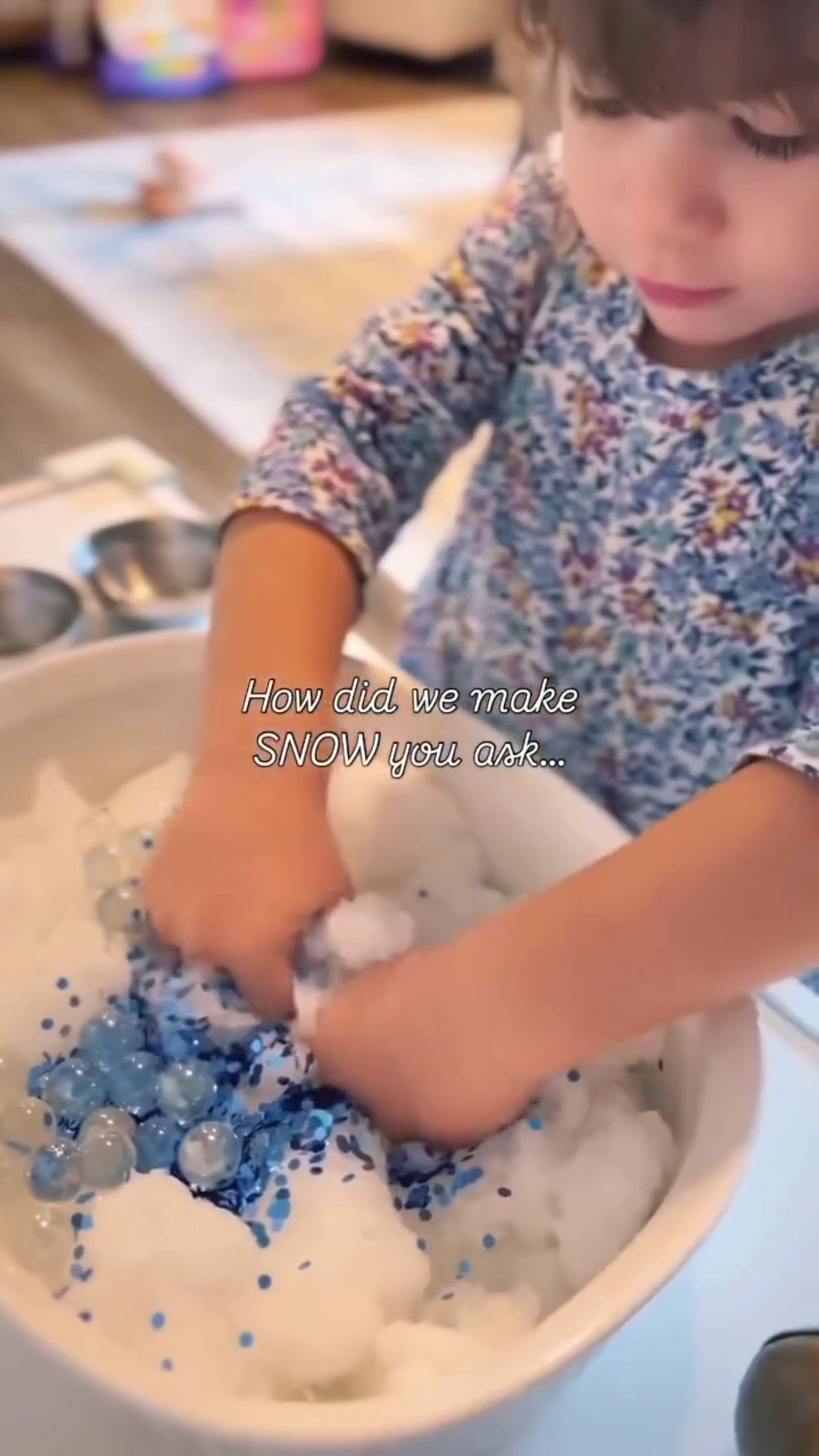 Sometimes I surprise even myself with what I’ll do for a good sensory setup.

Clean diaper fluff + water = slushie snow that feels amazing and doesn’t freeze little hands.

If this is weird, I don’t want to be normal.

#LTKHoliday #LTKKids