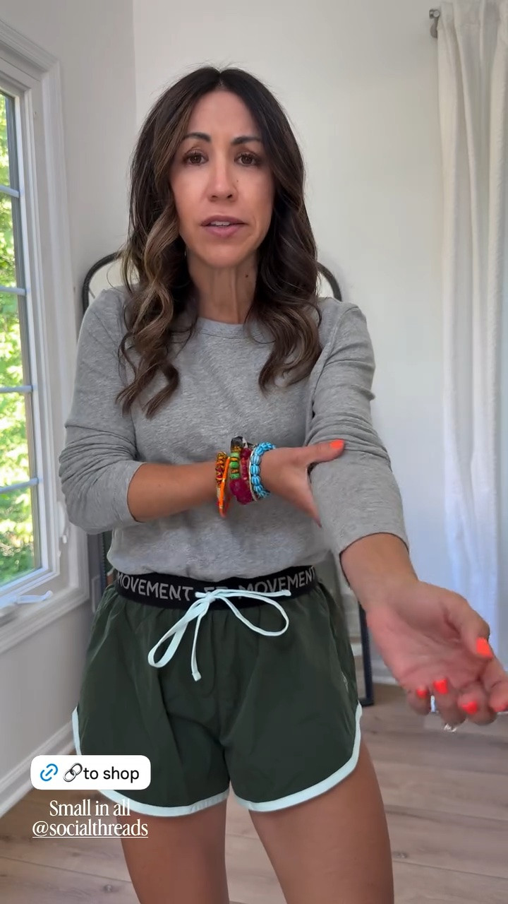 Small shorts. Small long sleeve T-shirt.

#LTKOver40