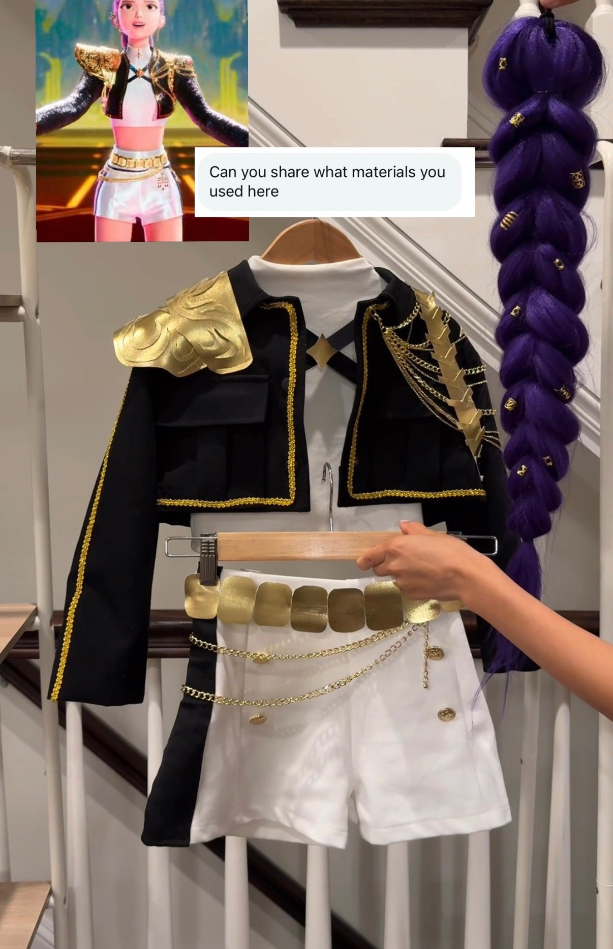 Kpop demon hunters Rumi and Derpy tiger DIY costume and hair

I bought and linked 2 brands of hair extensions on Amazon. Each brand linked makes 2 braids per order, so split with a friend or you have extra if you mess up. Both are lightweight, but the shorter 24” is lighter. 

// In the tutorial videos I’m holding up a finished braid using BRDLOCK brand 24” extensions. This brand’s texture was a little softer and fuller to work with. 24” is a little short on my 7 year old for Rumi’s look, but it was comfy to wear all day. One package makes 2 braids.

// In the same videos my kid is wearing ZAVIDE brand 30” long extensions. This brand’s bundles are smaller, so a “4 pack” actually = 2 pack in other brands. I combined 2 together to make 1 braid, so the entire package also makes 2 braids. This one was a nice purple color.

// black jacket is thrifted , old Zara kids

// white shorts are current Zara sz 6/7 . they are slim fit. I found some wide black ribbon and added to each side 

// white top is nice & soft and will get def get wear after Halloween. I sized down (my kid is age 7 , wearing size 4/5). The length is longer than pictured since I folded up the bottom , and she wears it tucked into the shorts 

// used faux soft gold leather and glue gun for the shoulder patches , the strap on the right side, and the belt is rounded pieces I cut out and hot glued onto a long strip. 

// Also used the gold edge trim and Missgrace brand chain harness linked with 3 detachable pieces - part of the chain is on the jacket, and part of it is on the shorts.

DIY Halloween costume idea for girls, kpop demon hunters, Rumi hair braid tutorial 


#LTKHalloween #LTKFamily #LTKKids