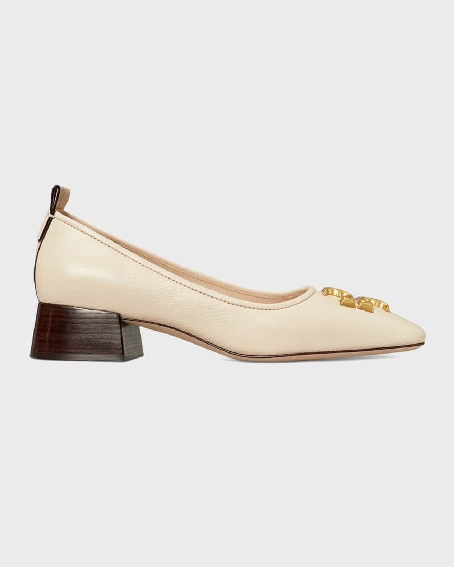 Eleanor Leather Medallion Ballerina Pumps | Neiman Marcus