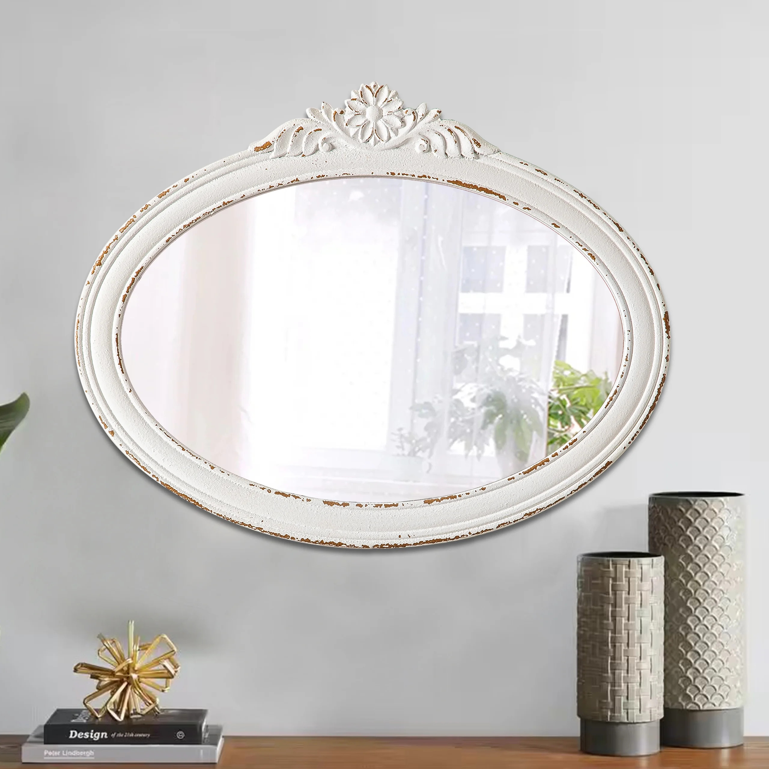 Sintosin Rustic Wall Mirror 24"L x 19"H - Handmade Vintage Bathroom Mirror, Farmhouse Distressed ... | Walmart (US)