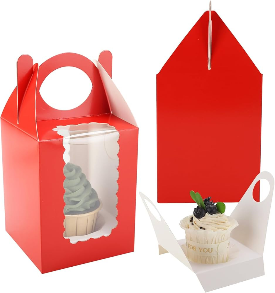 Frantis Individual Cupcake Boxes 4x4x5 Inches Disposable Pastry Tray Boxes, With Window Insert an... | Amazon (US)
