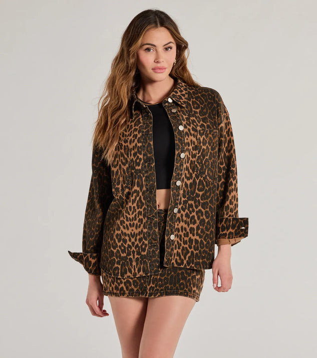 Feeling Fierce Leopard Print Denim Mini Skirt | Windsor Stores