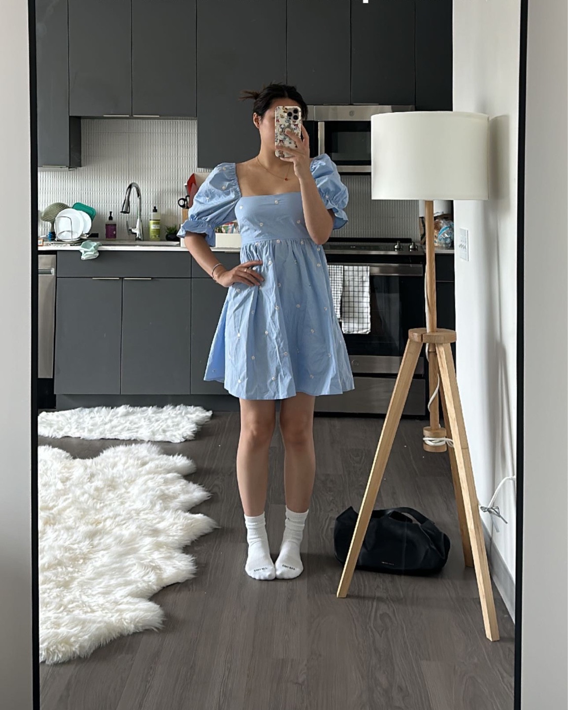 Summer light blue dress with embroidered flowers and puff sleeves 

#LTKSeasonal #LTKstyletip #LTKunder100