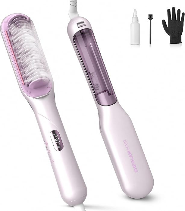 SHEGLAM Steam Straightener Brush, 3-in-1 Steam Hot Comb for Damaged Hair | Amazon (US)