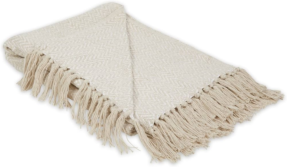 DII Chevron Throw Collection Handloomed Cotton, 50x60, Off-White | Amazon (US)