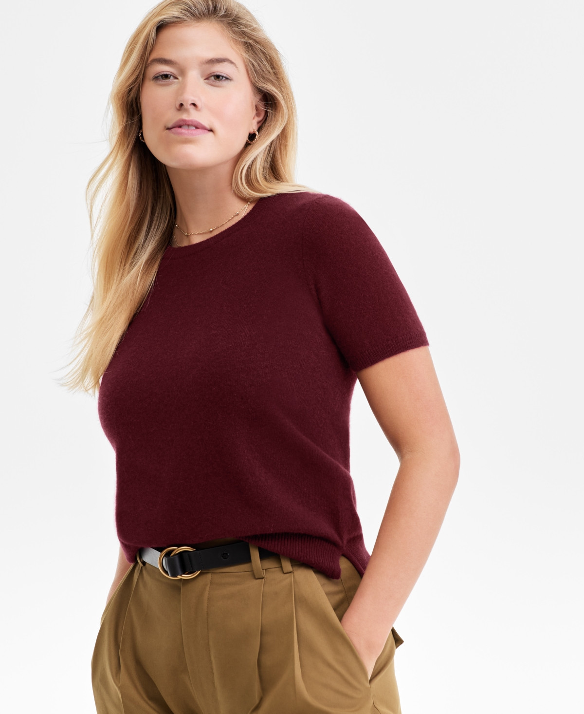 Charter Club Women's 100% Cashmere Crewneck Short-Sleeve Sweater, Macy's Exclusive - Crantini | Macy's