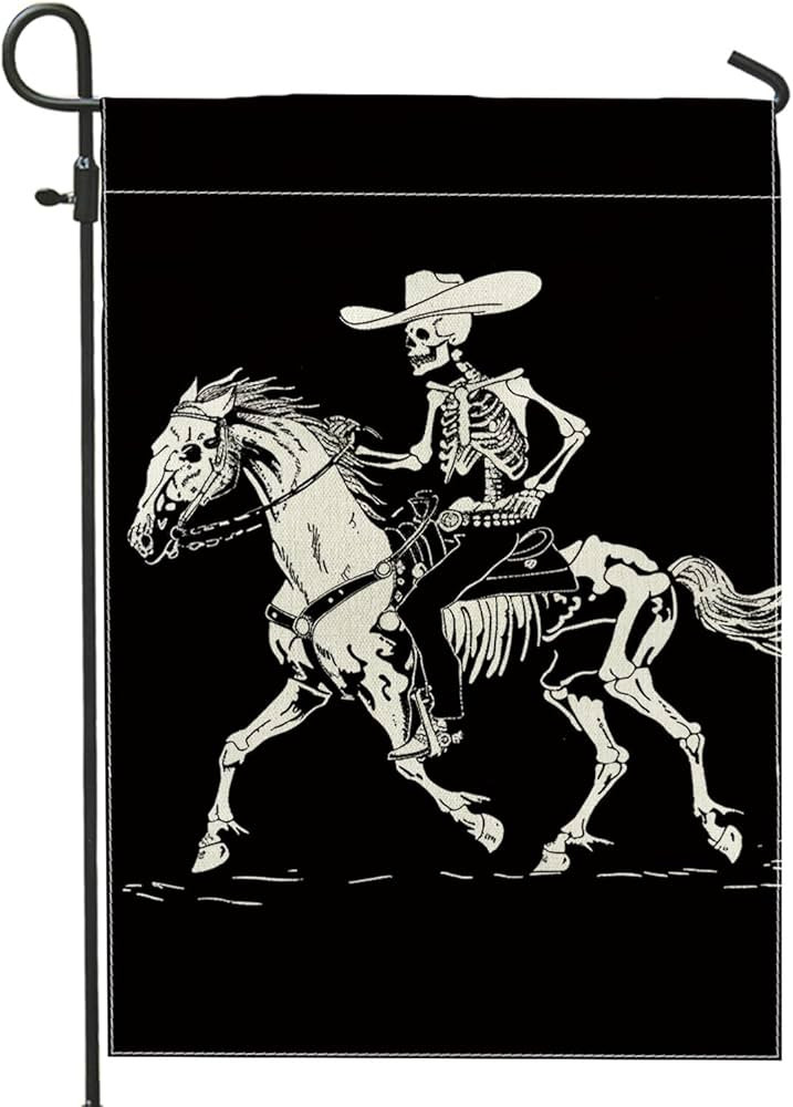 Skeleton Cowboy Horse Garden Flag, Black Seasonal Decorative Yard Flag, Halloween Western Style H... | Amazon (US)