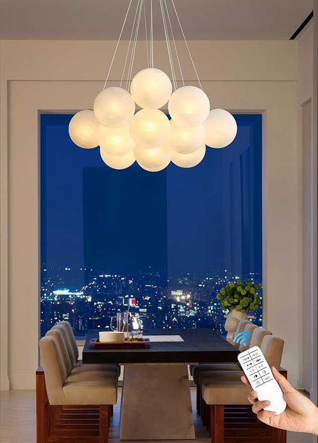 Modern Bubble Chandelier Lighting 13-Light Mid-Century White Glass Globe Chandeliers Cluster Pend... | Amazon (US)