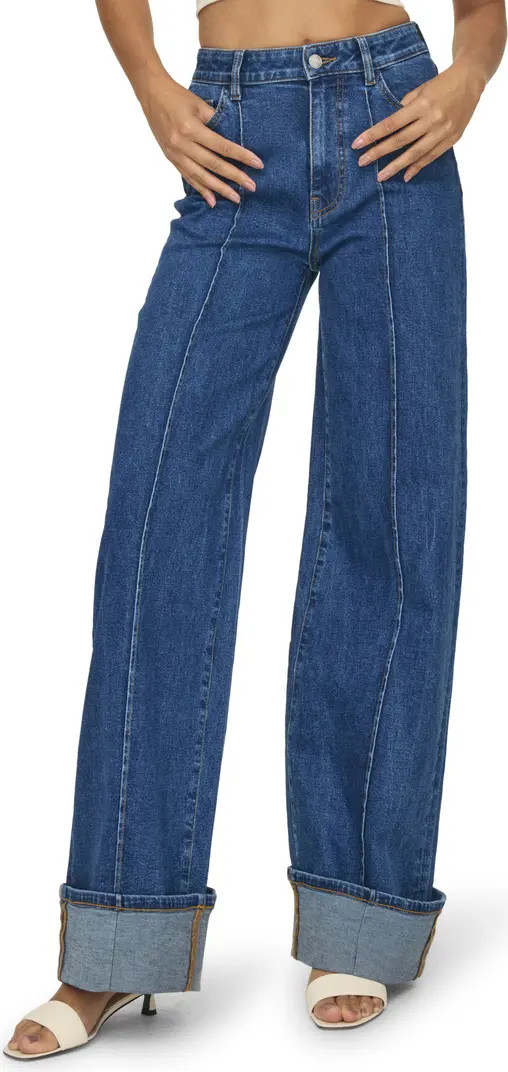 Cuffed Seam Wide Leg Jeans | Nordstrom