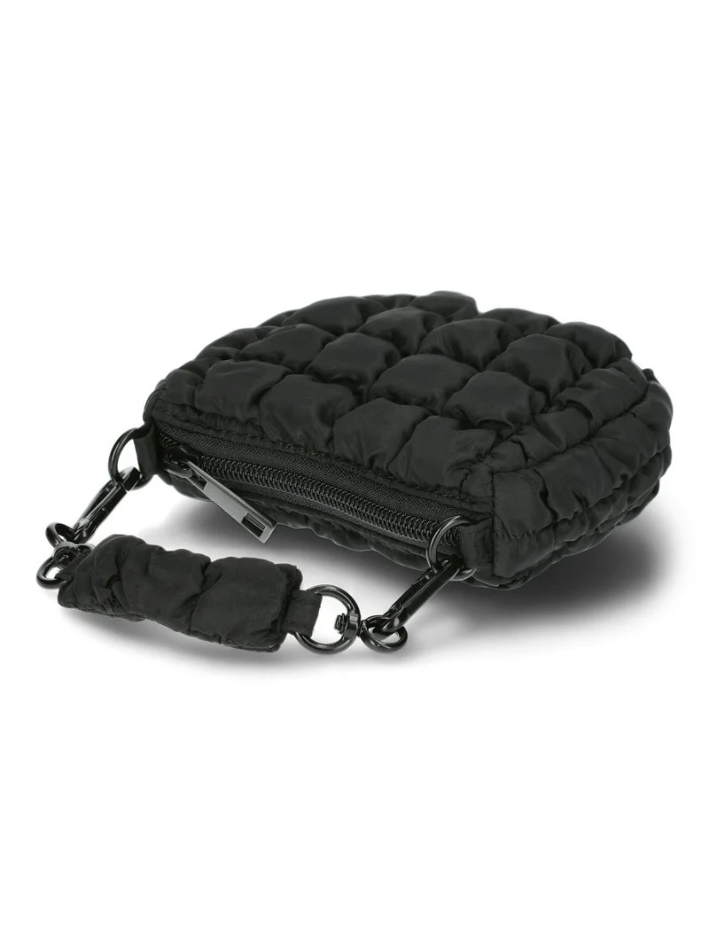 No Boundaries Women's Mini Quilted Hobo Bag Charm, Black | Walmart (US)