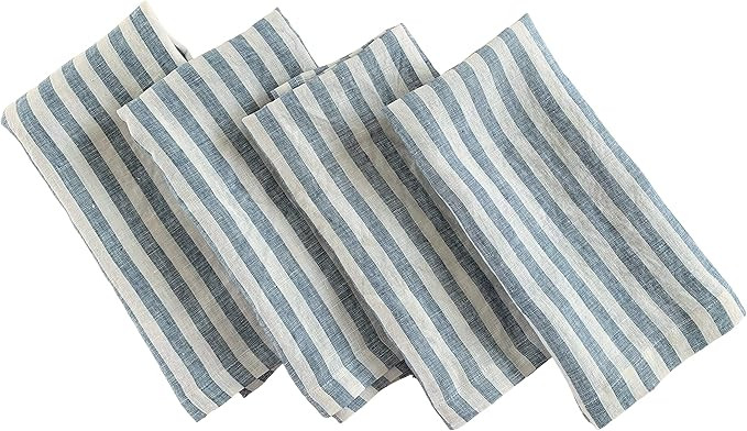 Linen Napkins – 100% French Flax – Stonewashed Pure Linen Cloth Napkins – Mitered Corners ... | Amazon (US)