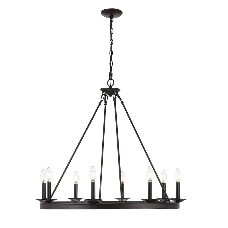 Natal 8 - Light Candle Style Wagon Wheel Chandelier | Wayfair North America