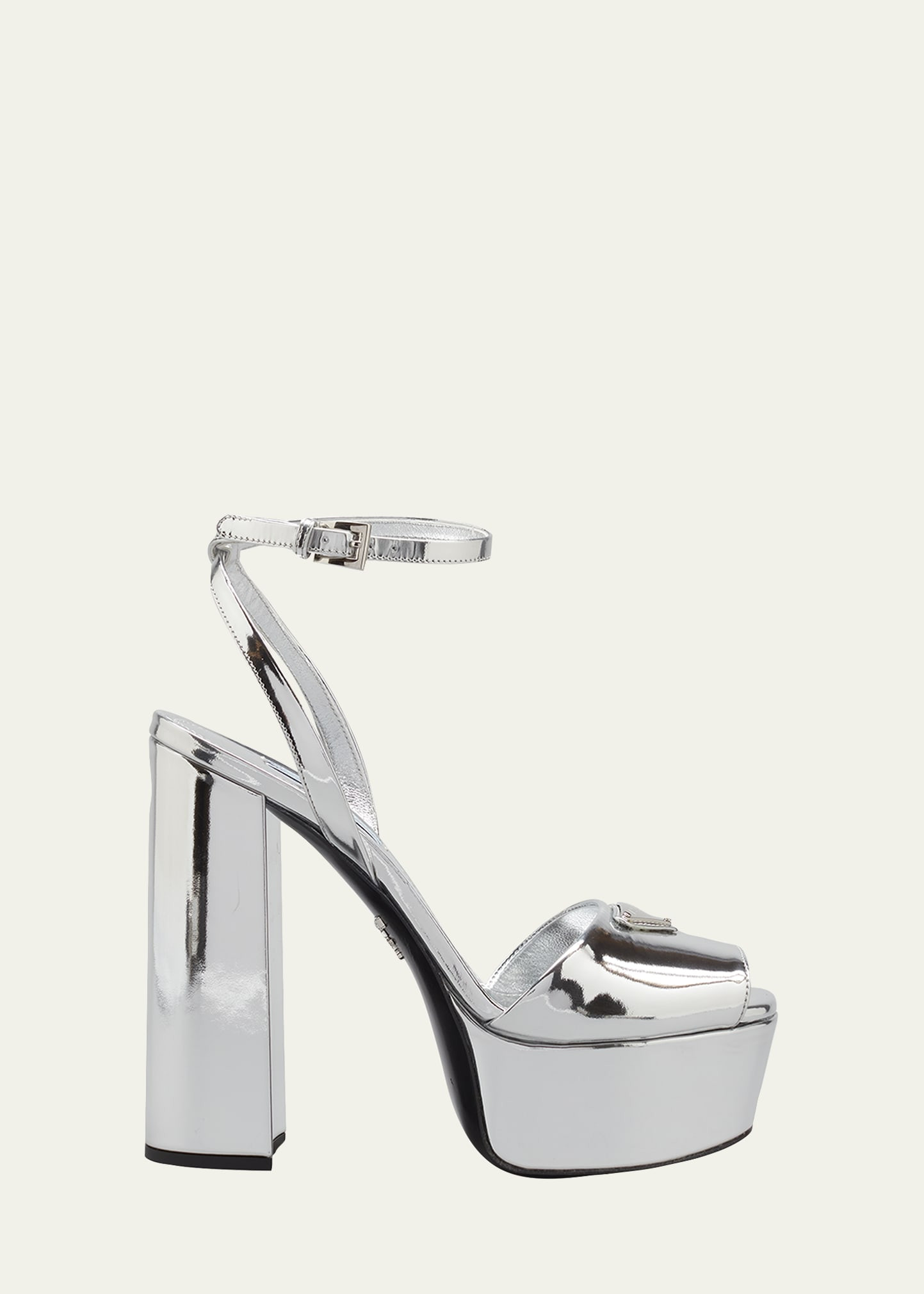 Prada Plateau Metallic Peep-Toe Platform Pumps | Bergdorf Goodman