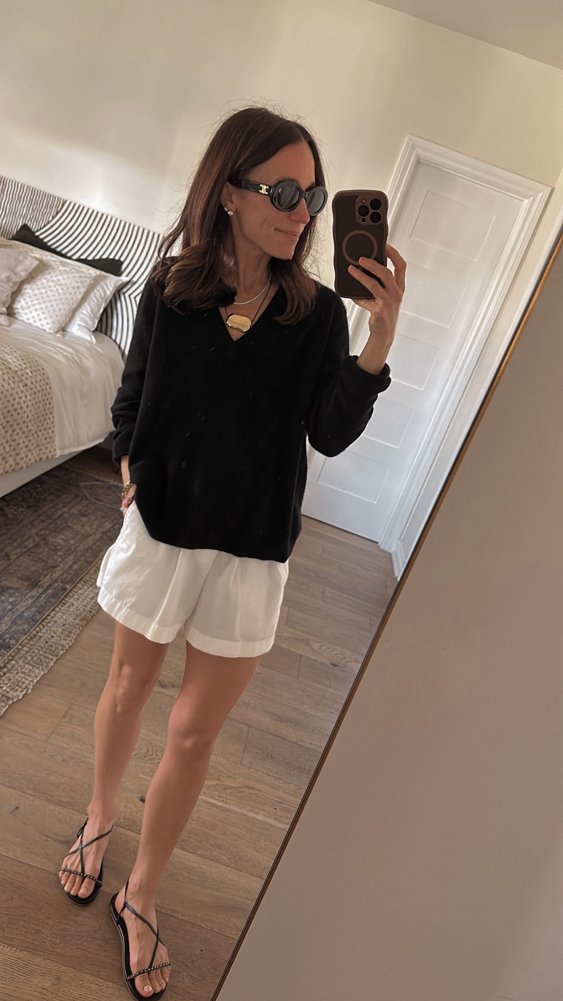 Warm winter day 
Paired cotton poplin shorts with my favorite lightweight cashmere sweater 

#LTKOver40 #LTKPetite