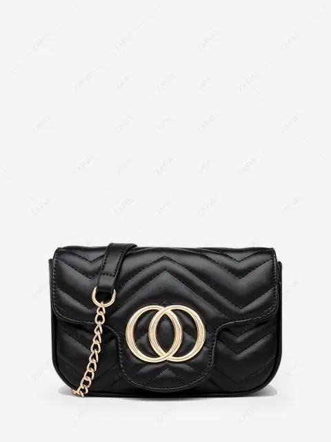 Circle Pattern Quilted Crossbody Bag - Black | ZAFUL (Global)