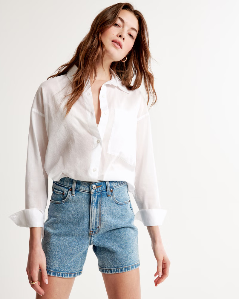 Oversized Sheer Cotton Shirt | Abercrombie & Fitch (US)