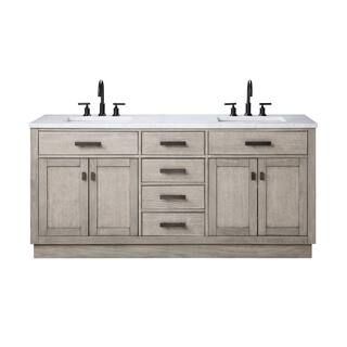 Water Creation Chestnut 72 in. W x 21.5 in. D Vanity in Grey Oak with Marble Vanity Top in White ... | The Home Depot