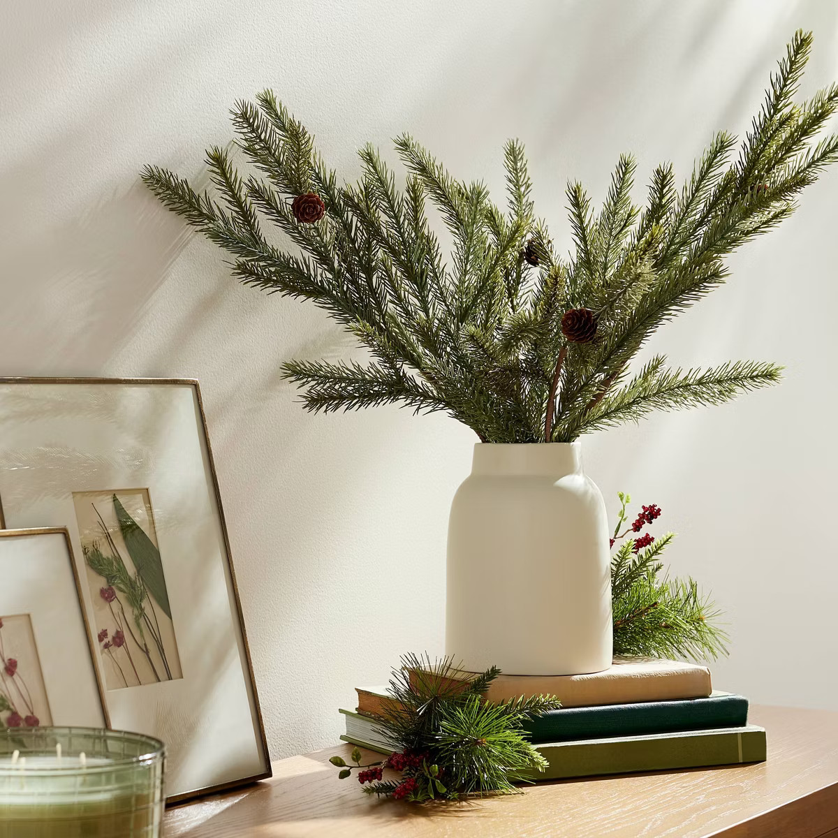 20" Faux Spruce & Pinecone Christmas Arrangement - Hearth & Hand™ with Magnolia | Target