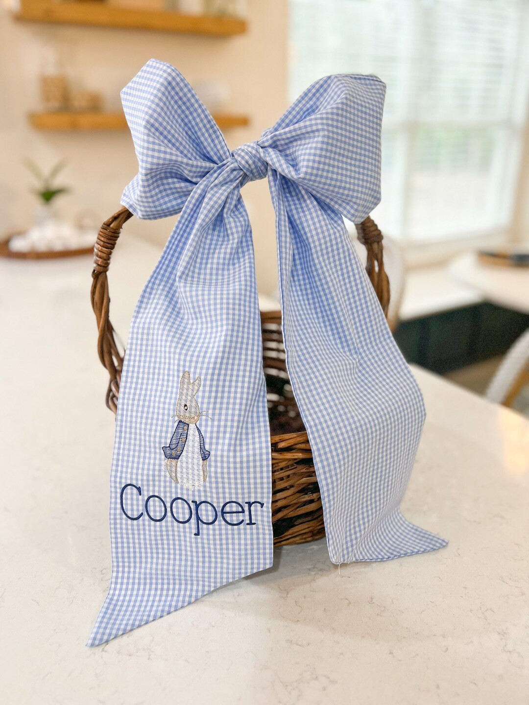 Easter Basket Sash Embroidered Easter Basket Sash Easter Basket Pink Gingham Blue Gingham Easter ... | Etsy (US)