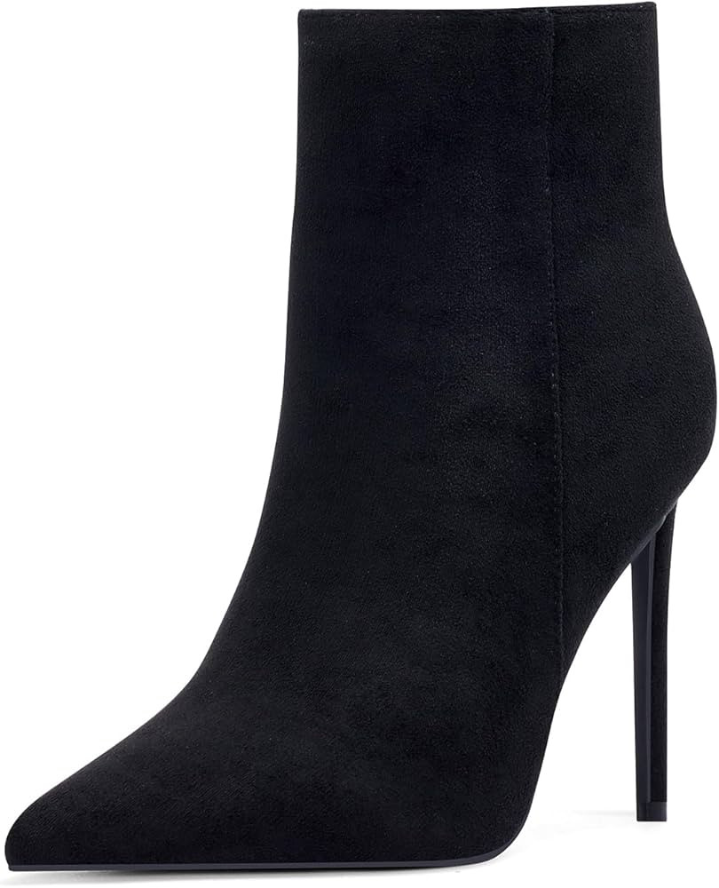 GENSHUO Ankle Boots For Women Pointed Toe 4 Inch High Heel Zipper Stiletto Heels Fall Booties | Amazon (US)