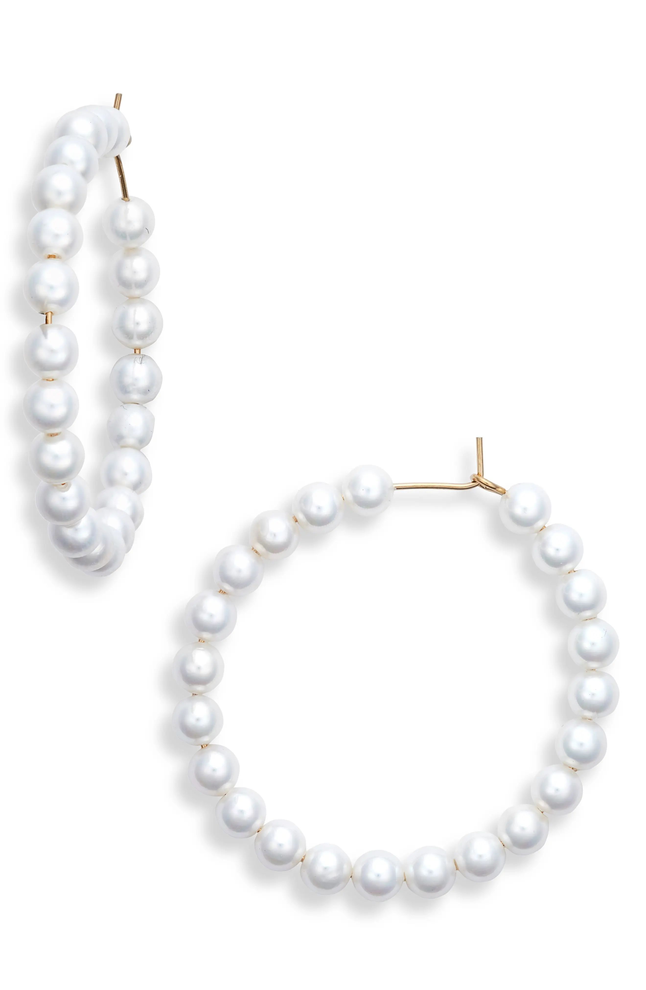 Women's Knotty Imitation Pearl Mini Hoop Earrings | Nordstrom