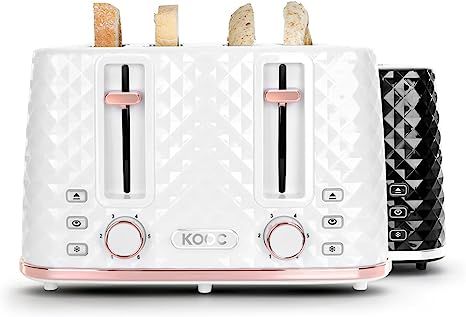 KOOC Large Toaster 4 Slice, 1.5-inch Extra-wide Slot for Evenly Toast, 6 Shade Settings, Bagel/De... | Amazon (US)