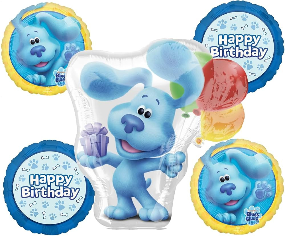 Anagram Blue's Birthday Clues Party Supplies 5pc Balloon Bouquet Decorations | Amazon (US)
