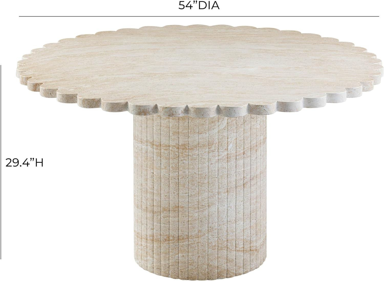 Tov Furniture Blossom Washed Travertine Finish Indoor/Outdoor 54" Round Dining Table | Amazon (US)