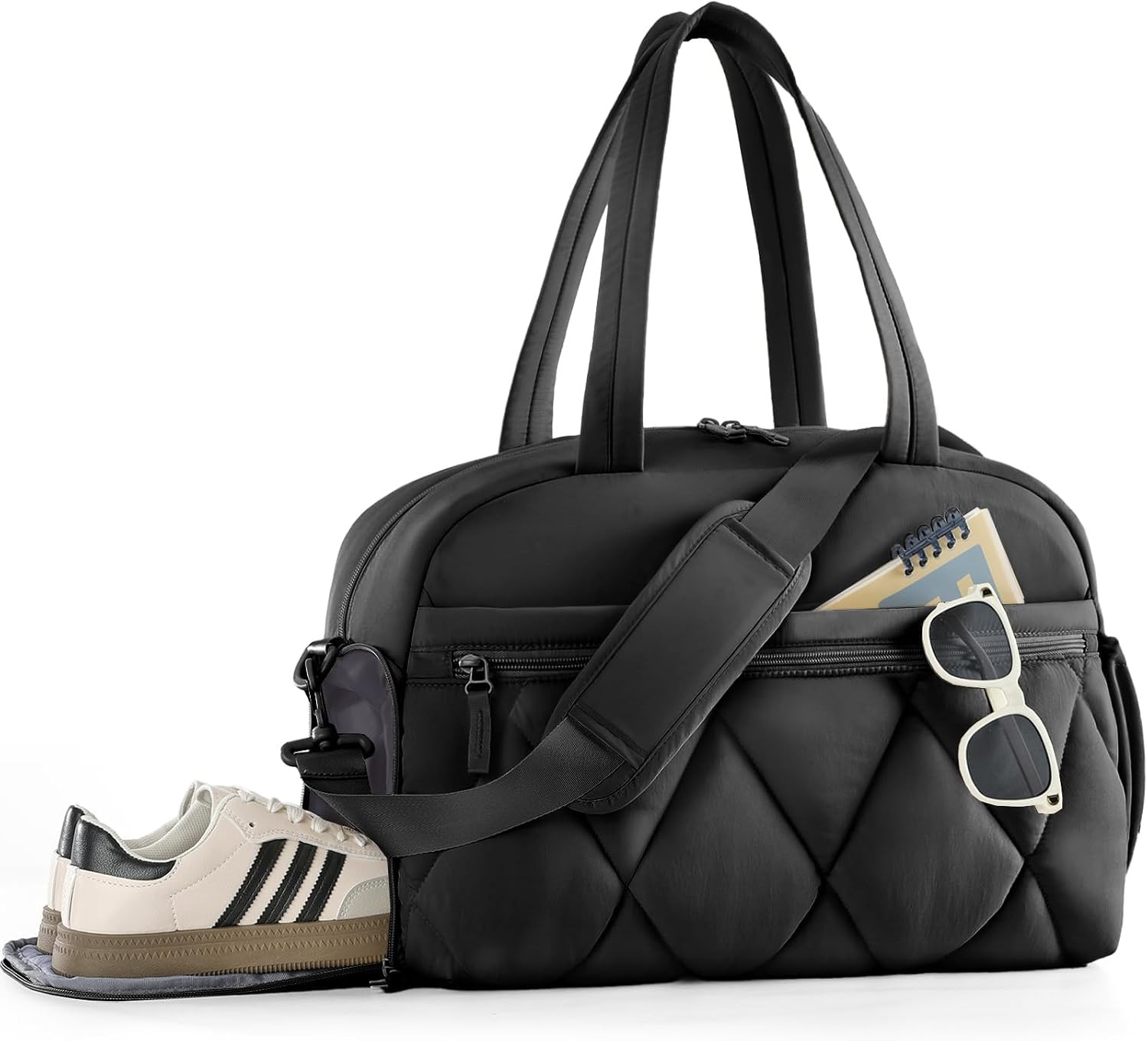 Women's Duffle Gym Bag, Carry-On Shoe Compartment for Weekender Overnight | Amazon (US)